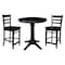 International Concepts 36 in. Solid Wood Round Top Pedestal Counter Height Dining Table with 2 Stools, Black K46-36RT-27B-S6172-2 - alternate 2